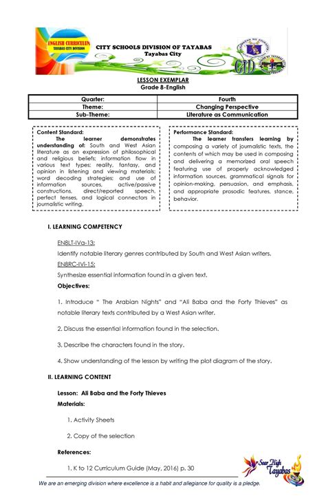 g8 English Lesson Exemplar 4th Quarter .